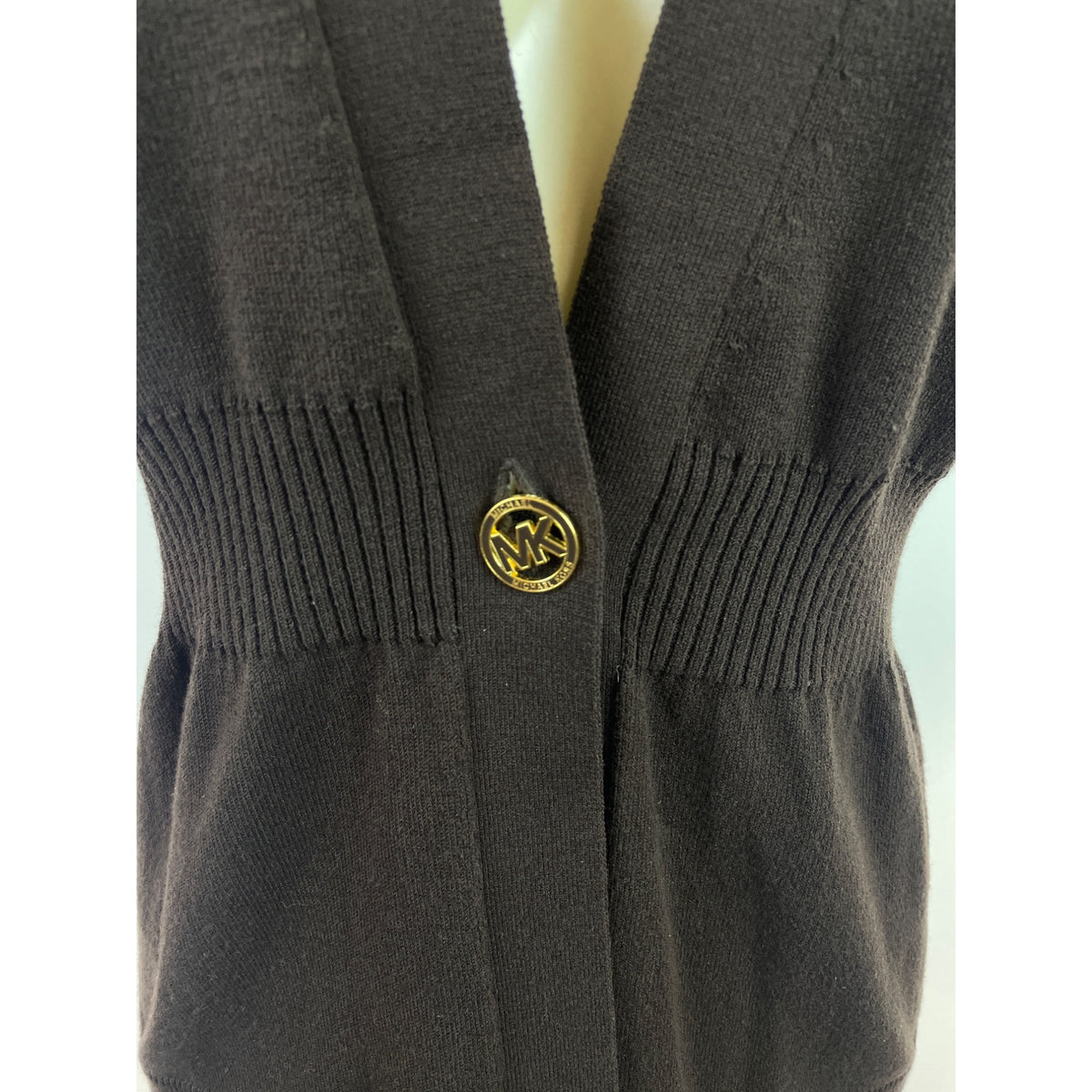 Michael Kors Womens Brown Short Sleeve Knit Cardigan Sweater Size P/M