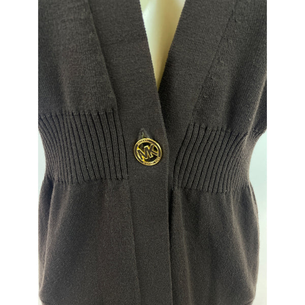 Michael Kors Womens Brown Short Sleeve Knit Cardigan Sweater Size P/M