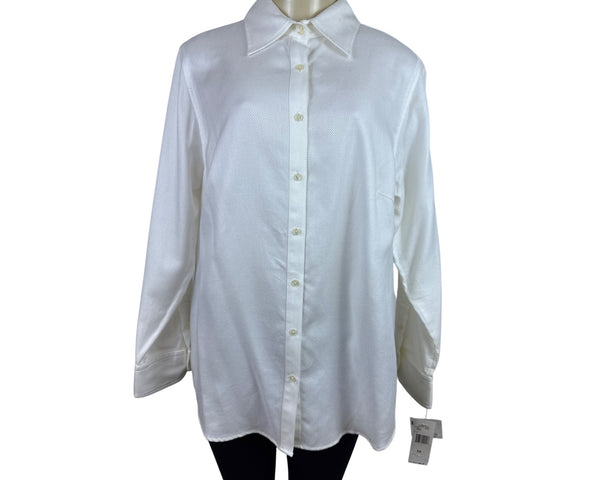 Jones New York Signature White Long Sleeve Button-Up Shirt Sz 1X - New
