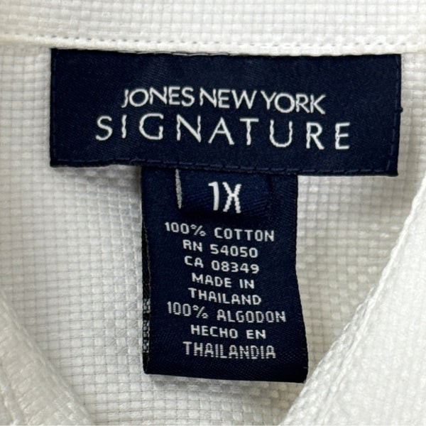 Jones New York Signature White Long Sleeve Button-Up Shirt Sz 1X - New
