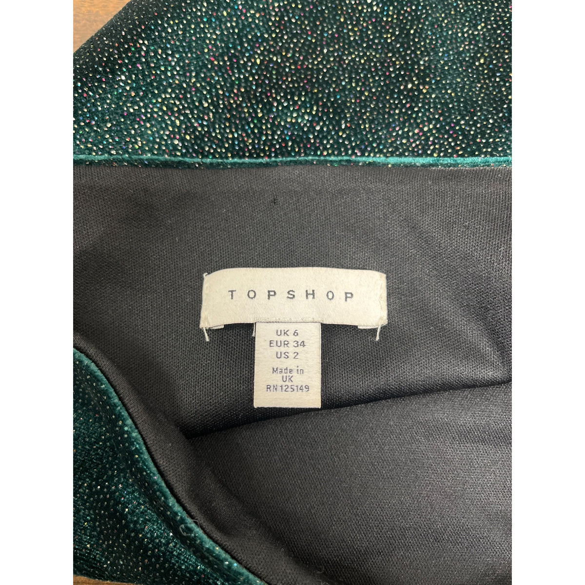 Topshop Womens Green Glitter Tube Top Size US 2 UK 6 EUR 34 Stretchy Glam Look