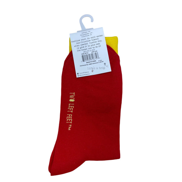 Two Left Feet Sock Co French Fries Fun Red/Yellow Novelty Socks Small Feet