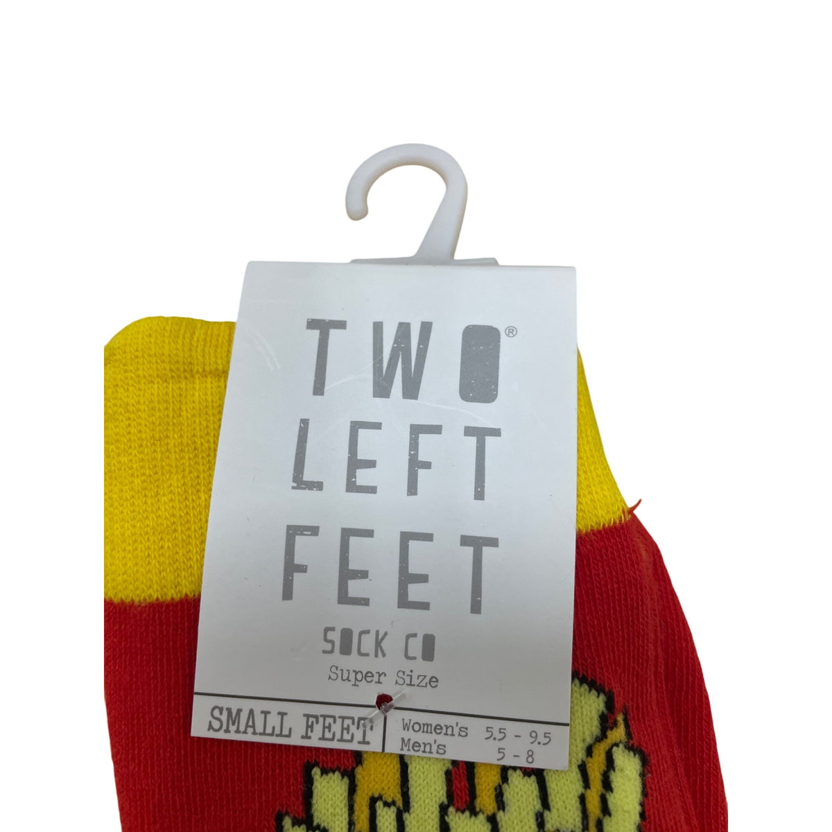 Two Left Feet Sock Co French Fries Fun Red/Yellow Novelty Socks Small Feet