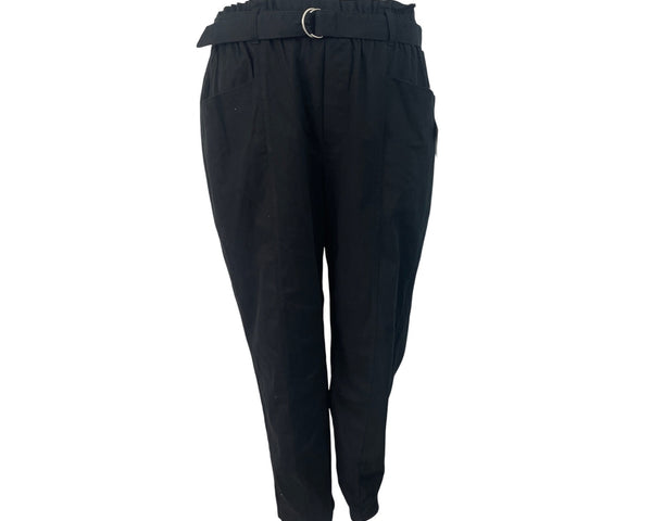Ava & Viv High-Waist Elastic Belted Womens Black Pants Relaxed Fit Sz 1X - New