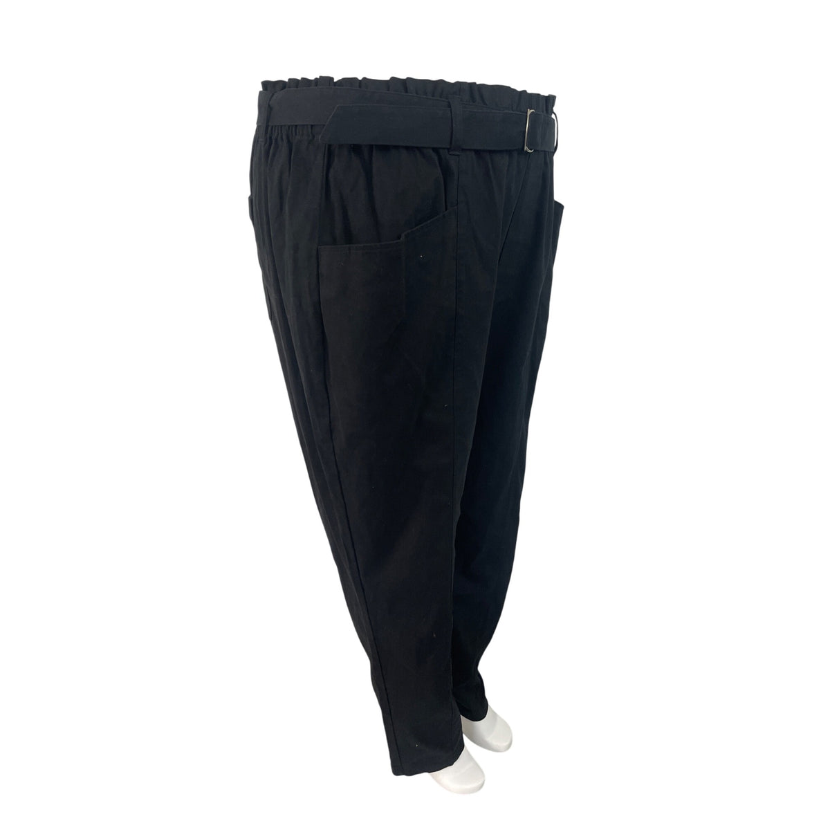 Ava & Viv High-Waist Elastic Belted Womens Black Pants Relaxed Fit Sz 1X - New