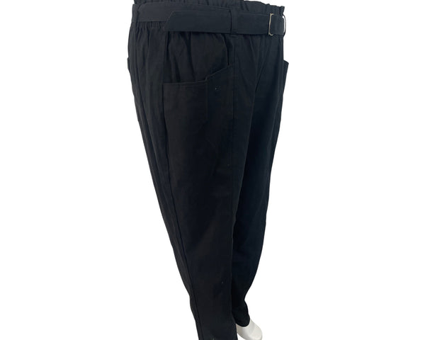 Ava & Viv High-Waist Elastic Belted Womens Black Pants Relaxed Fit Sz 1X - New