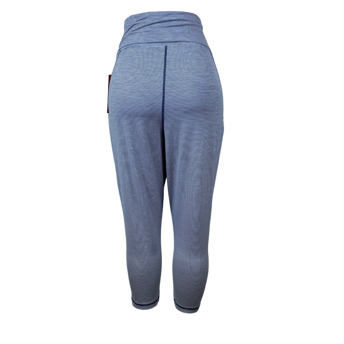 Zella Women’s Grey Striped Stretch Cropped Pants With High Waist Sz M - New