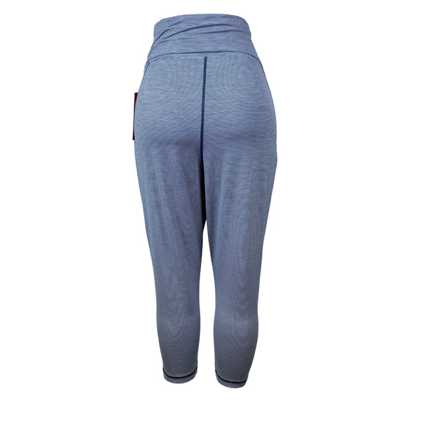 Zella Women’s Grey Striped Stretch Cropped Pants With High Waist Sz M - New