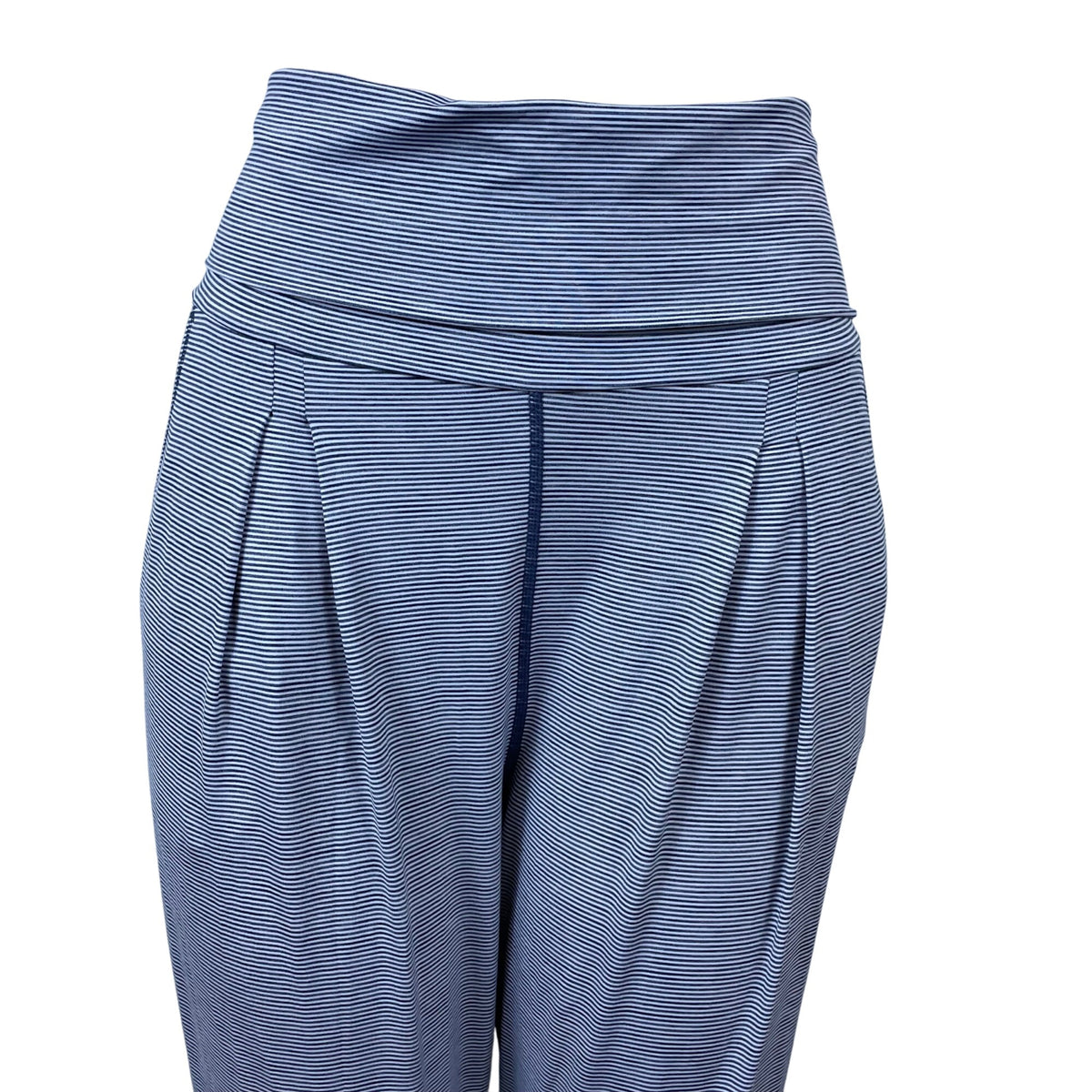 Zella Women’s Grey Striped Stretch Cropped Pants With High Waist Sz M - New