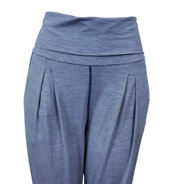 Zella Women’s Grey Striped Stretch Cropped Pants With High Waist Sz M - New