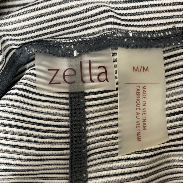 Zella Women’s Grey Striped Stretch Cropped Pants With High Waist Sz M - New
