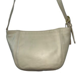Vintage Coach Ivory White Leather Signature Embossed Tag Shoulder Bag Sz M