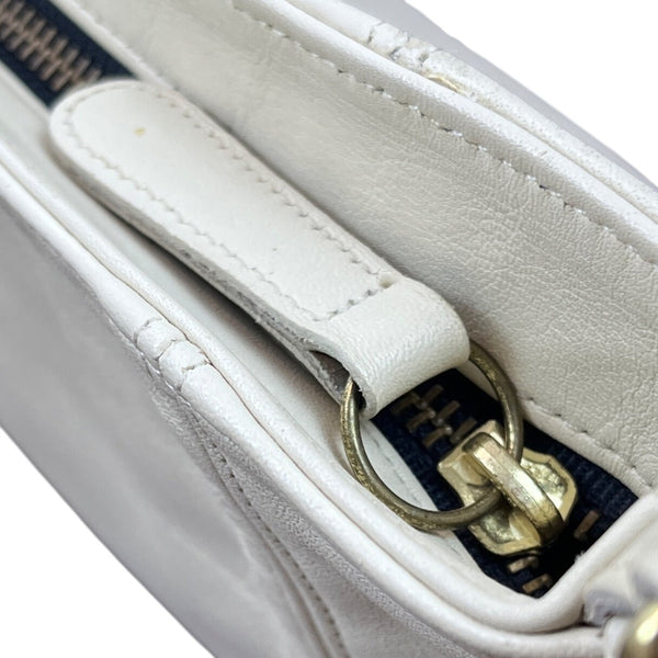 Vintage Coach Ivory White Leather Signature Embossed Tag Shoulder Bag Sz M