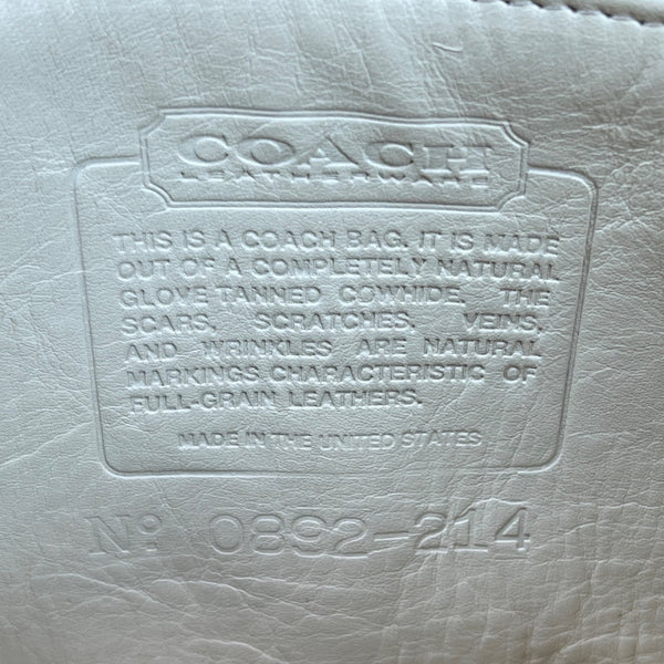 Vintage Coach Ivory White Leather Signature Embossed Tag Shoulder Bag Sz M