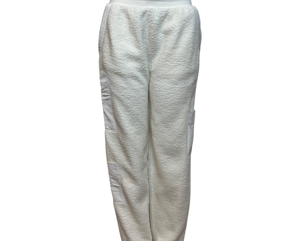 Alo Womens White Sherpa Teddy Lounging Joggers with Pockets Size S