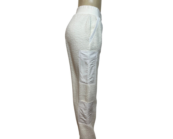 Alo Womens White Sherpa Teddy Lounging Joggers with Pockets Size S