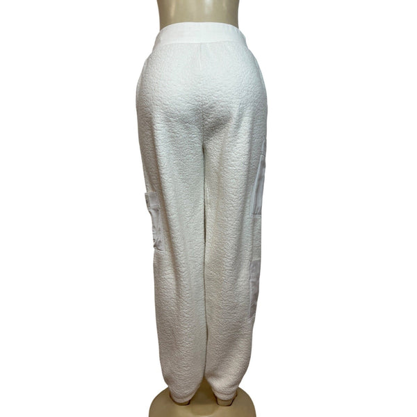 Alo Womens White Sherpa Teddy Lounging Joggers with Pockets Size S