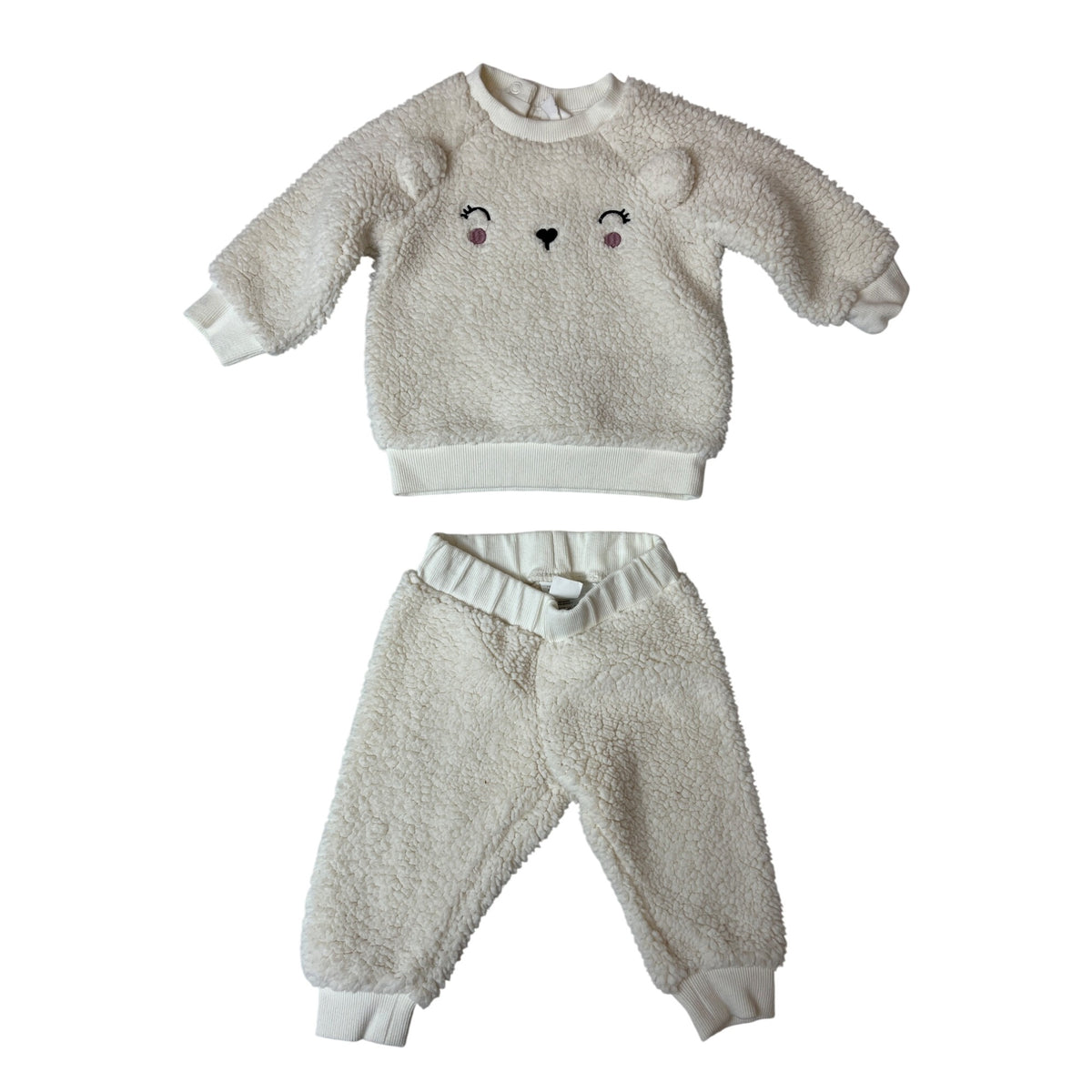 H&M Baby Bear Fleece Sweatshirt & Pants Set Size 6M