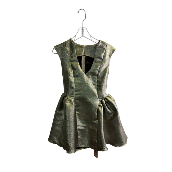 Micas Womens Gold Metallic Polyester Mini Dress Size S Elegant Open Back Micas Womens Gold Metallic Polyester Mini Dress Size S Elegant Open Back