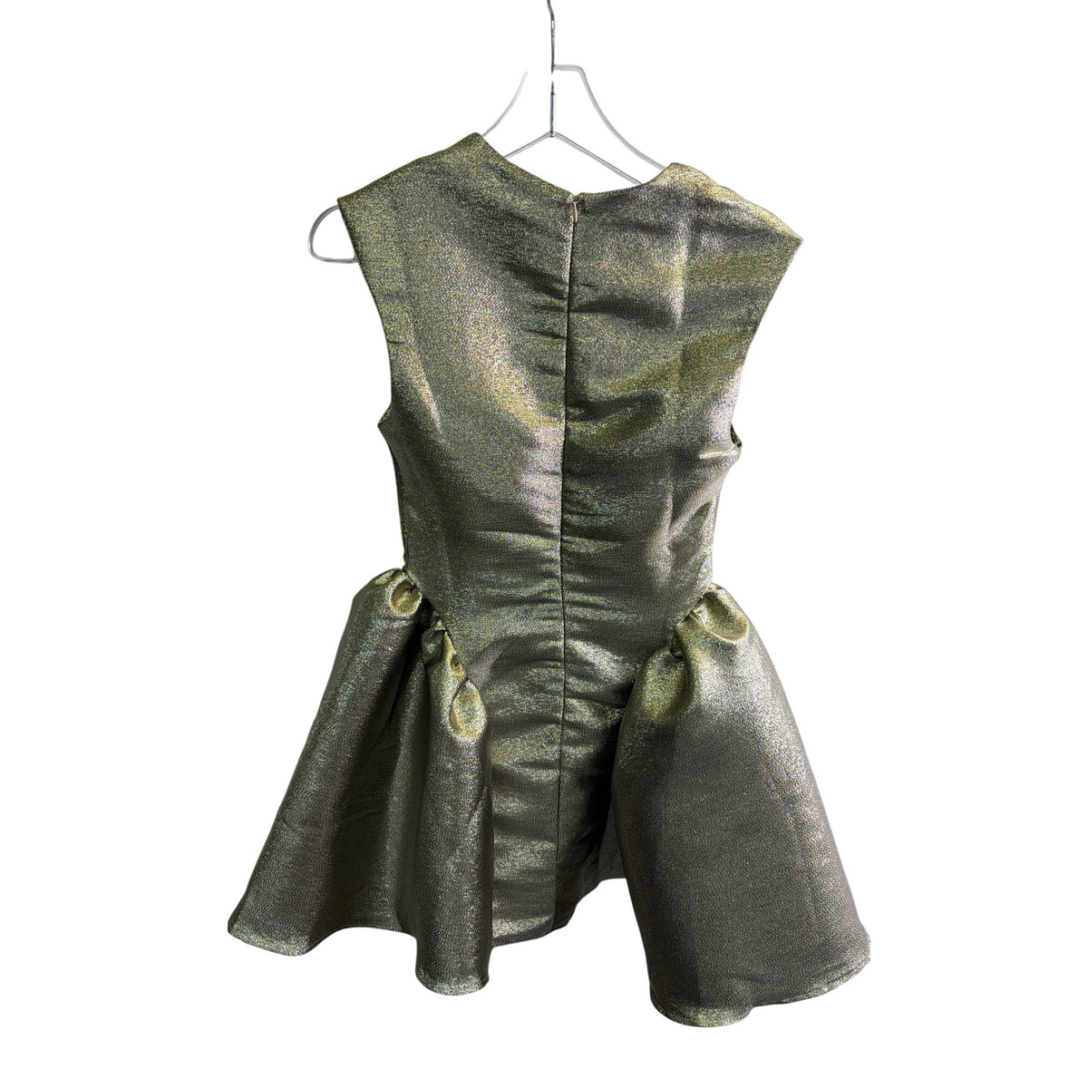 Micas Womens Gold Metallic Polyester Mini Dress Size S Elegant Open Back Micas Womens Gold Metallic Polyester Mini Dress Size S Elegant Open Back