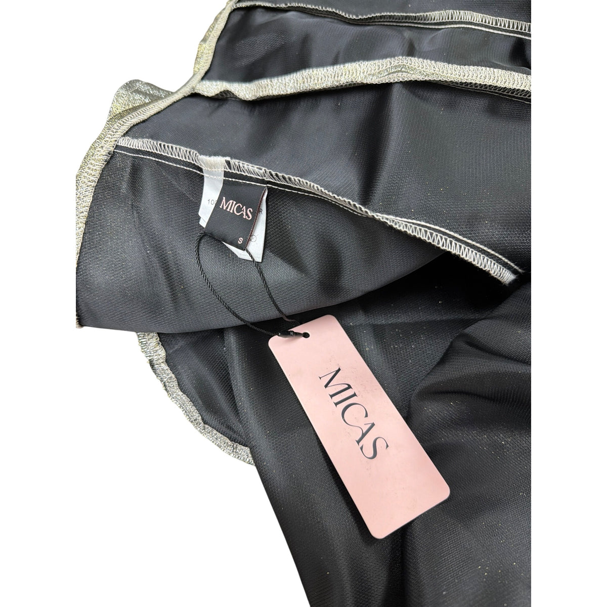 Micas Womens Gold Metallic Polyester Mini Dress Size S Elegant Open Back Micas Womens Gold Metallic Polyester Mini Dress Size S Elegant Open Back