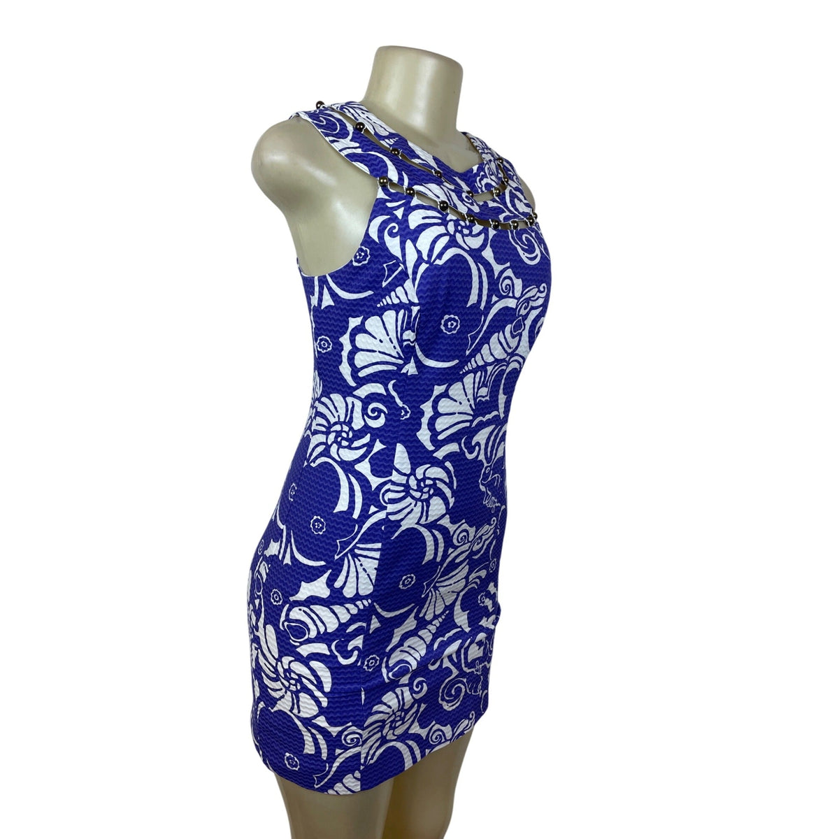 Lilly Pulitzer Purple & White Sleeveless Chain Detail Bodycon Dress Size 0