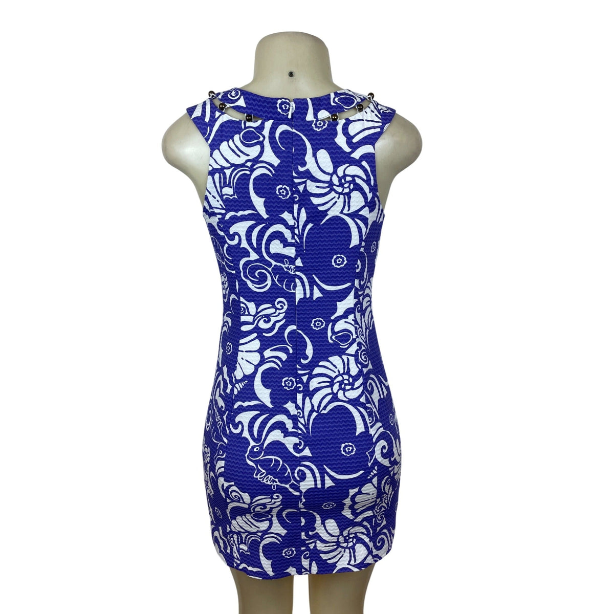 Lilly Pulitzer Purple & White Sleeveless Chain Detail Bodycon Dress Size 0