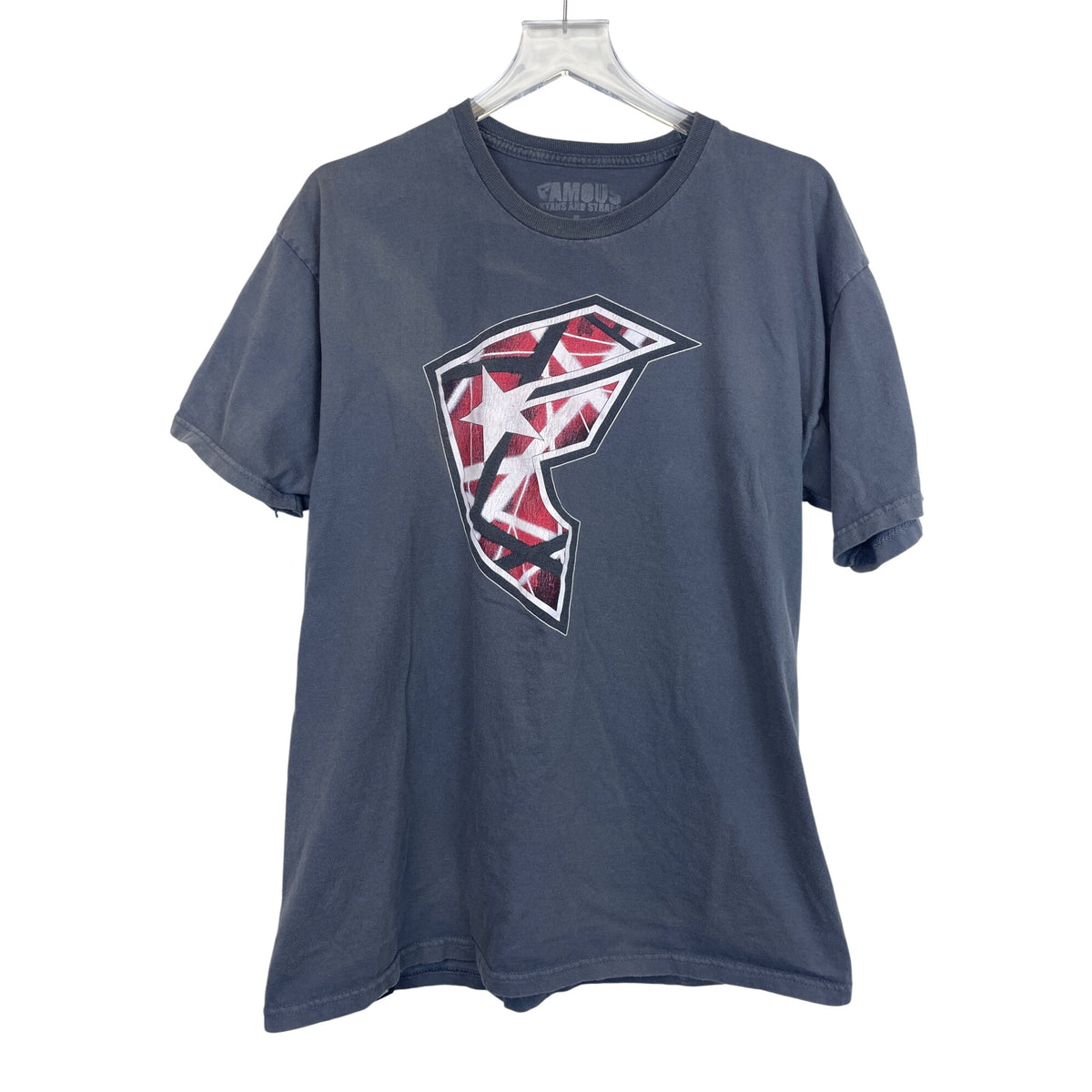 Famous Stars And Straps Mens Gray Graphic Print T-Shirt Large 100% Cotton Casual Crewneck