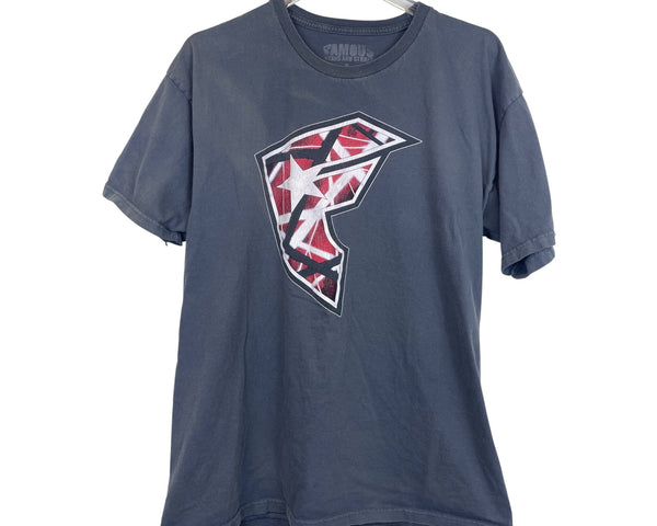 Famous Stars And Straps Mens Gray Graphic Print T-Shirt Large 100% Cotton Casual Crewneck
