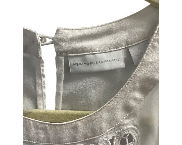 New York & Company Womens Ivory Embroidered Halter Satin Top Size M
