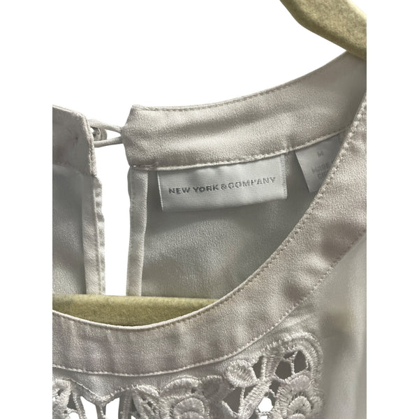 New York & Company Womens Ivory Embroidered Halter Satin Top Size M