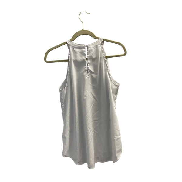 New York & Company Womens Ivory Embroidered Halter Satin Top Size M