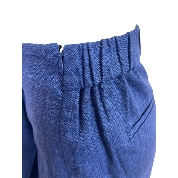 Banana Republic Womens Pleated Linen-Blend Shorts Blue Elastic Waist Sz M - New