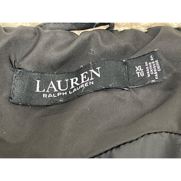 Lauren Ralph Lauren Black Puffer Coat W/Faux Fur Hood Womens Size XL