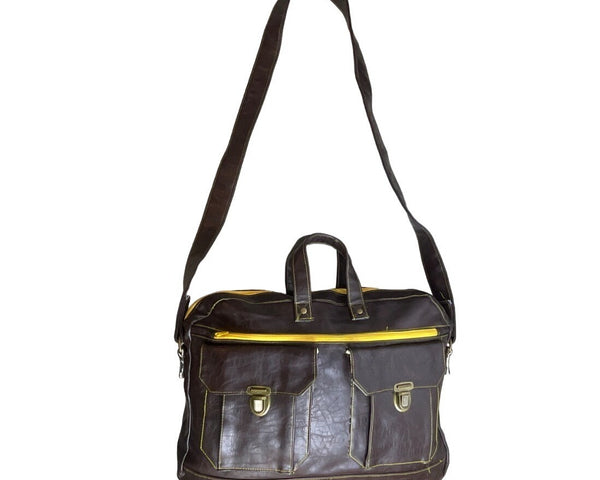 Unbranded Women's Brown Faux Leather Strapped Pilot Bag Sz L