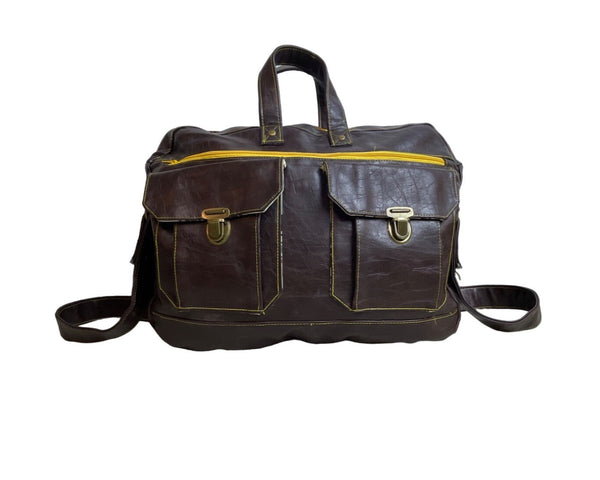 Unbranded Women's Brown Faux Leather Strapped Pilot Bag Sz L