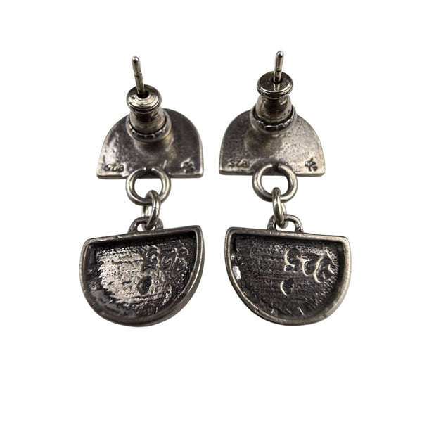 Sterling Silver 925 Women’s Black Onyx Artisan Dangle Earrings Unique Design