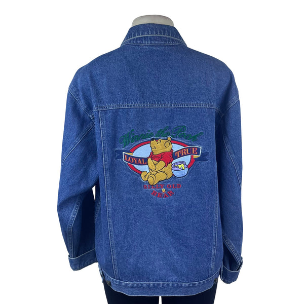 Vintage The Disney Store Blue Denim Unisex Jacket Winnie The Pooh Graphic Size M