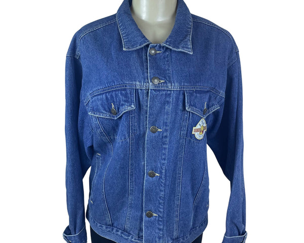 Vintage The Disney Store Blue Denim Unisex Jacket Winnie The Pooh Graphic Size M