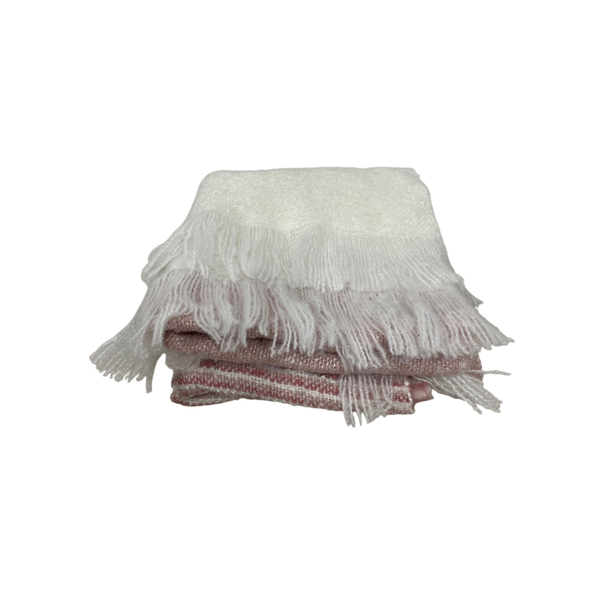 Lauren Conrad Womens White & Pink Acrylic/Polyester Fringe Scarf Approx 65"x15"