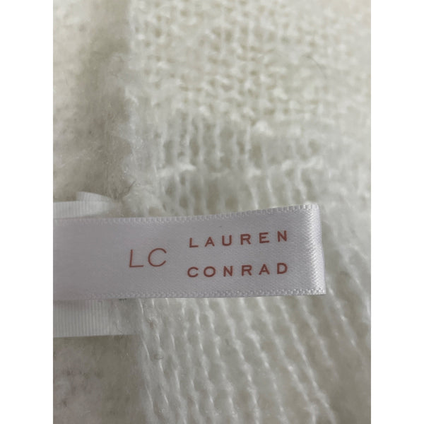 Lauren Conrad Womens White & Pink Acrylic/Polyester Fringe Scarf Approx 65"x15"