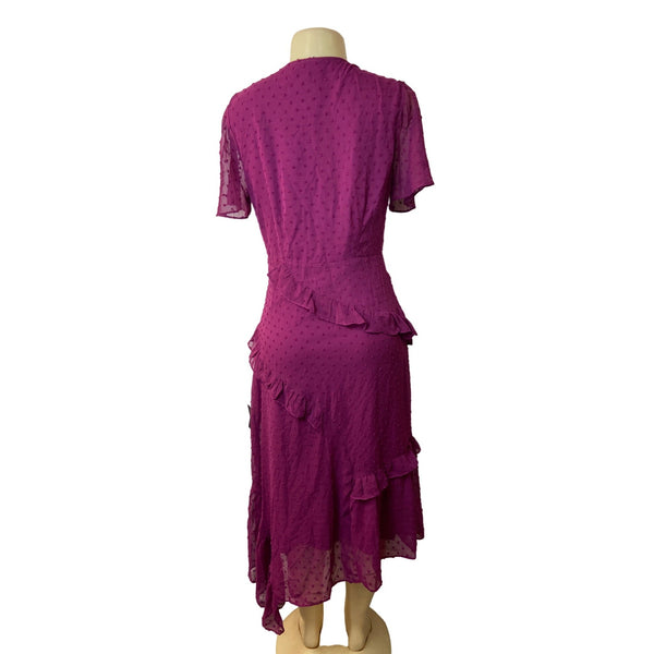 Lulus Women's Magenta Short Sleeve Wrapped Dress Sz M - NWT