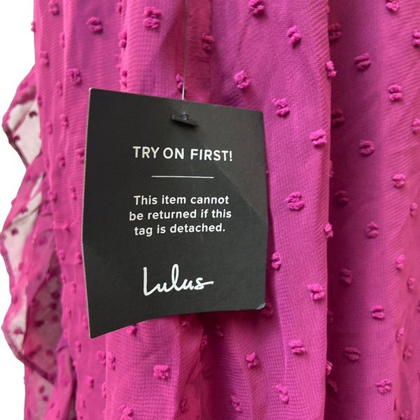 Lulus Women's Magenta Short Sleeve Wrapped Dress Sz M - NWT