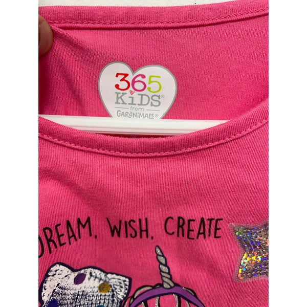 365 Kids Girls Pink Long Sleeve Graphic T-Shirt Unicorn & Stars Print Size 8