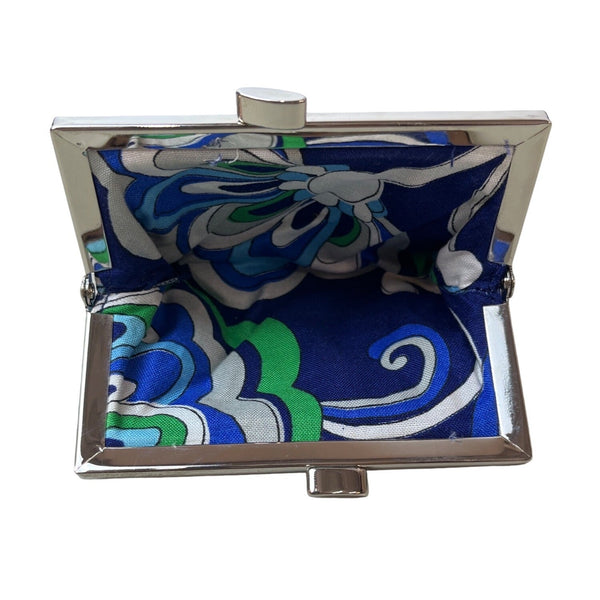 Vera Bradley Women's Blue & Green Diamond Pattern Kiss Lock Coin Purse Sz S