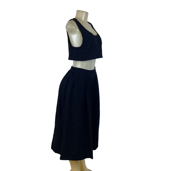 Free People Women's Black Crop Top & Culotte Set Casual Two Piece Outfit Size XS