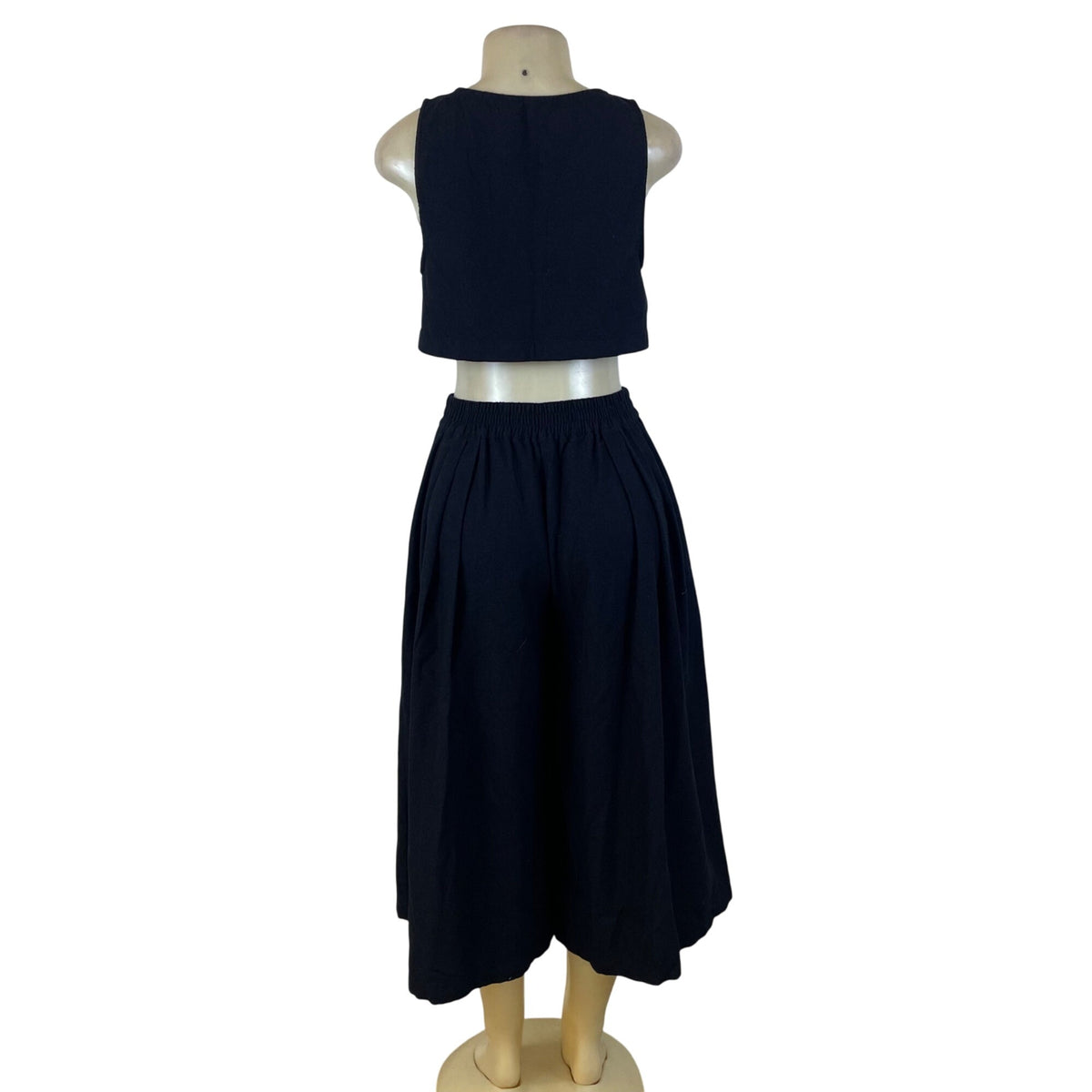 Free People Women's Black Crop Top & Culotte Set Casual Two Piece Outfit Size XS