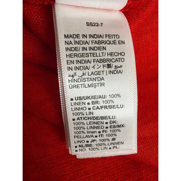 The Drop Red Linen Collared Button-Down Midi Shirt Dress Lightweight Sz XXS