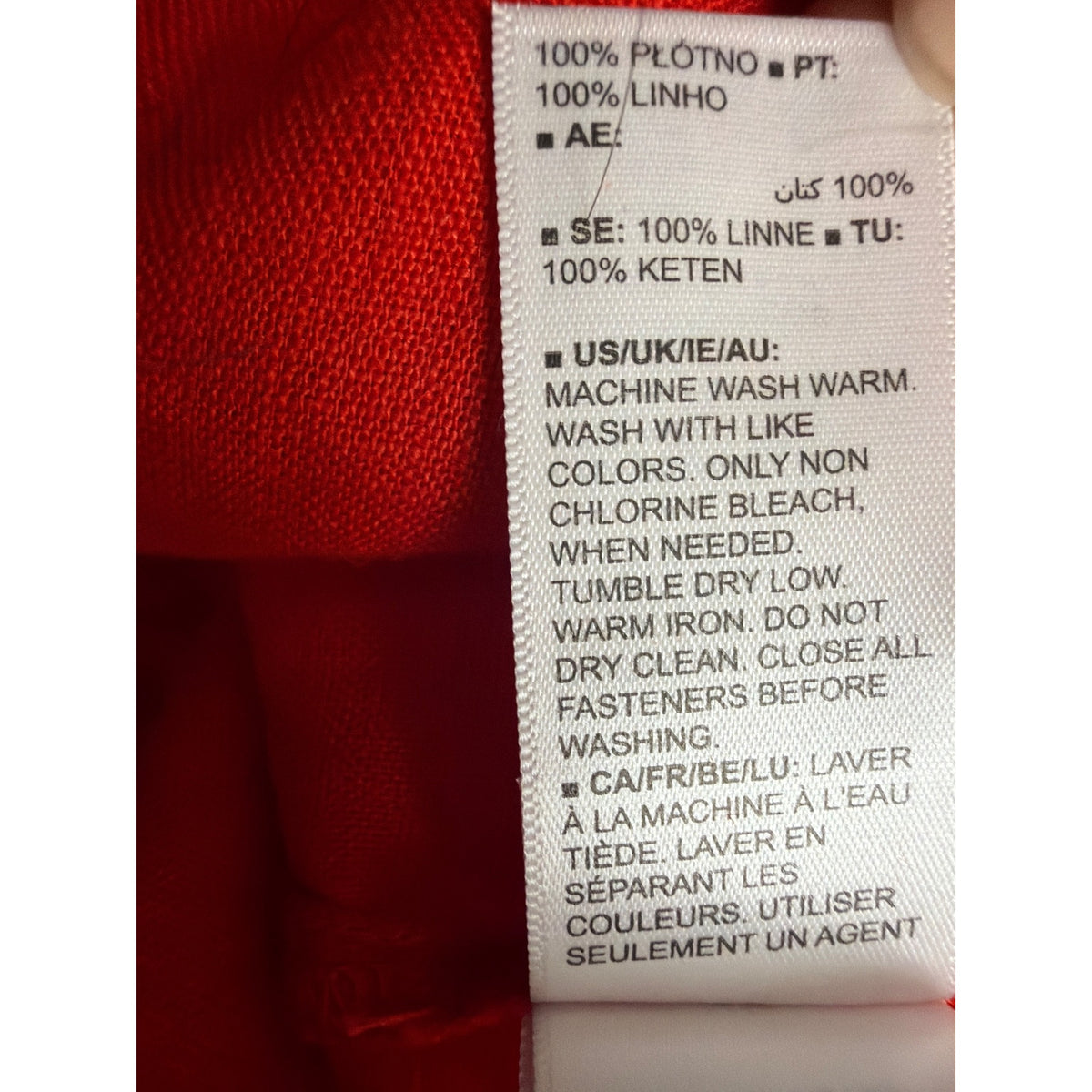 The Drop Red Linen Collared Button-Down Midi Shirt Dress Lightweight Sz XXS