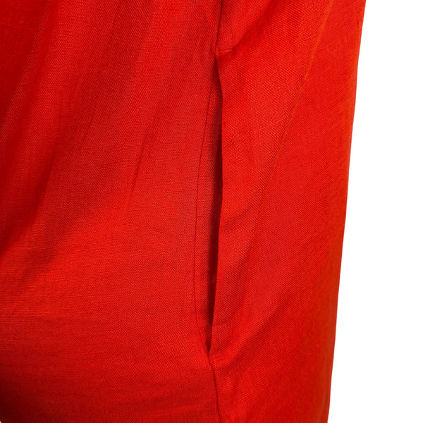 The Drop Red Linen Collared Button-Down Midi Shirt Dress Lightweight Sz XXS